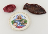Red Wing Blackhawk Ashtray & 2 Souvenir Dishes