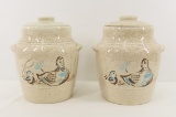 2 Red Wing Bob White Cookie Jars with Lids
