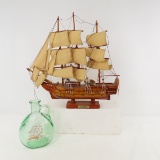 Victory Ship Model and Glass Flask