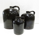 2 gal, 1 gal & 1qt Albany Slip Stoneware Jugs