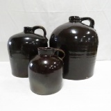 2 gal, 1 gal & 1qt  Albany Slip Stoneware Jugs