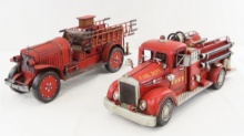2 Decorative Painted Metal Fire Trucks- China