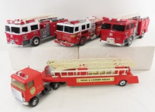 3 FunRise Battery Operated & 1 ERTL Fire Truck