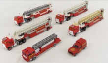 4 Majorette 1/87 Aerial Fire Trucks & 2 Others