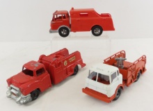 3 Vintage Hubley 9" Diecast Fire Trucks