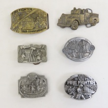 6 Fire Fighter Belt Buckles