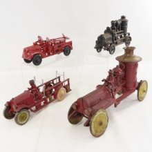 4 Cast Metal Fire & Pumper Trucks