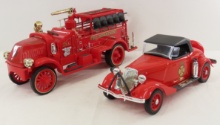 2 Jim Beam Fire Truck Decanters