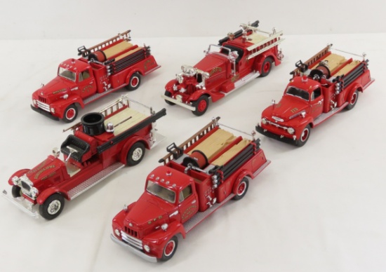 3 First Gear & 2 ERTL Bank Fire Trucks