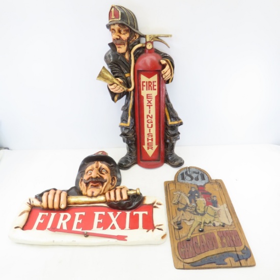 Resin & Plaster Fireman Wall Plaques, Exit Sign