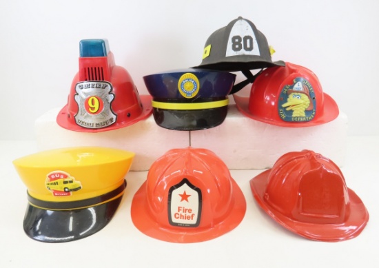 Children's Police, Bus & Fire Plastic Hats, Helmets