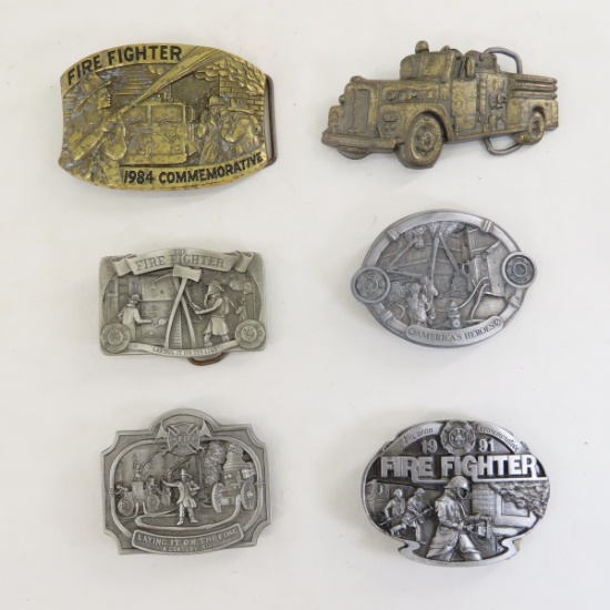 6 Fire Fighter Belt Buckles