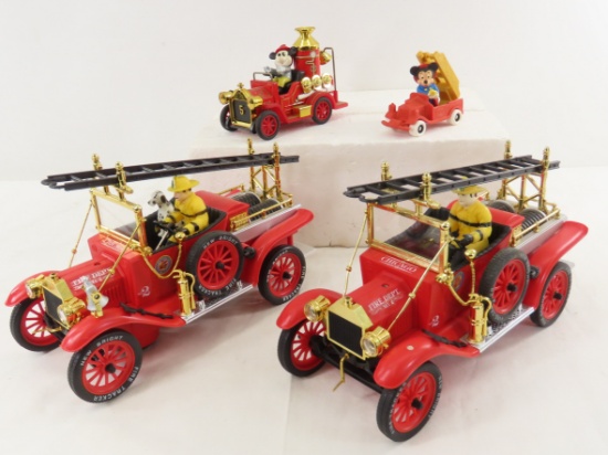 2 New Bright, 1 Wind-Up & 1 Rubber Fire Trucks