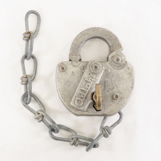 AT&SF RY Brass Adlake Key & Steel Lock