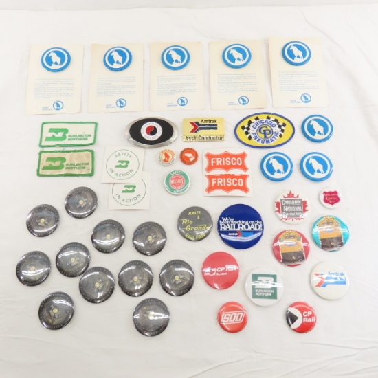 Collection of Railroad Pinbacks, Patches & More