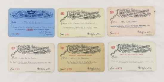 6 DM&N RY Passes (1900-1909)