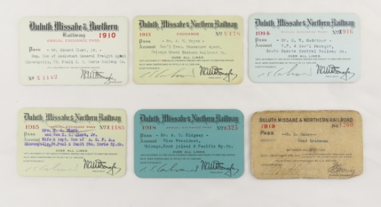 6 DM&N RY Passes (1910-1919)