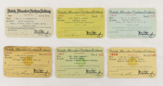 6 DM&N RY Passes (1921-1929)