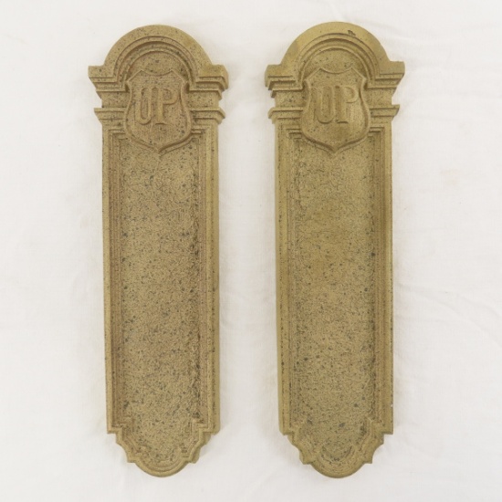 2 Brass UP Door Plates