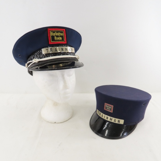 2 Burlington Route Trainman Caps
