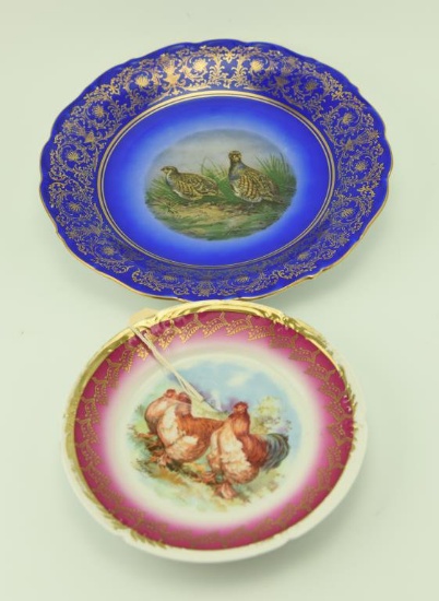 Lot #31- (2) hand painted game plates to include: chickens and grouse