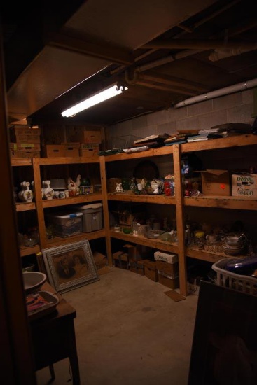 Lot #394- Entire contents of walk-in utility closet to include: enormous quantity of  glassware,