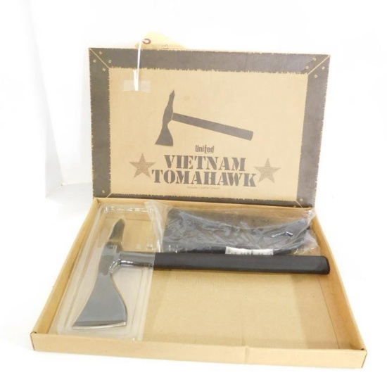Lot #153B - United Cutlery Vietnam Tomahawk in leather sheath in box like new