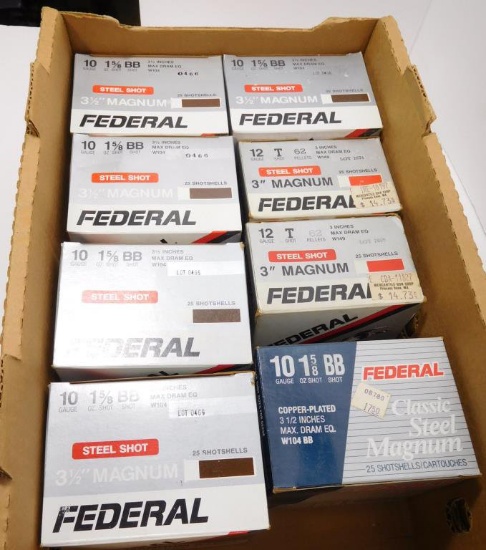 Lot #15C -  (8) Full boxes shotgun shells to include: (6) boxes of Federal 10 gauge BB’s,  (2)