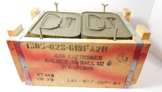 Lot #15G -  (480) cartridges of Caliber .30 Ball M2 ammo in (2) sealed ammo cans in original