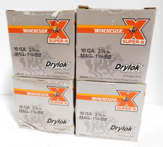 Lot #30E - (4) Full boxes of Winchester Super X Drylock 10 gauge 3 ½” BB’s (100) rounds  total