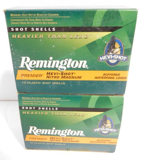 Lot #30F - (2) Full boxes of Remington Premier Hevi-Shot Nitro Magnum 10 gauge 3 ½” #4 shot