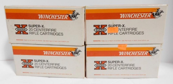 Lot #30G - (4) Full boxes of Winchester Super X .358 Magnum 200 grain silver tip (80)  rounds