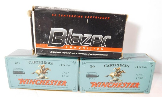 Lot #45J - (2) Full boxes of Winchester .45 Colt 250 grain cast lead rounds (100 rounds)  and