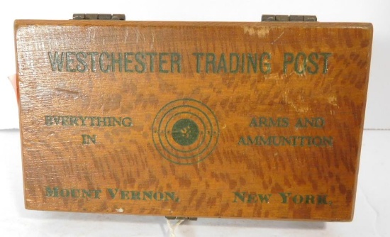 Lot #75K - Winchester Trading Post Wooden Collectors Box with 50 rounds of .22 rimfire  long ammo