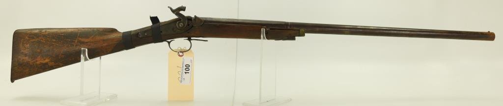 Lot #100 - Unk Maker Mdl Percussion Single BBL Shotgun 16 Ga SN# None~~ 27” Half Oct- Half