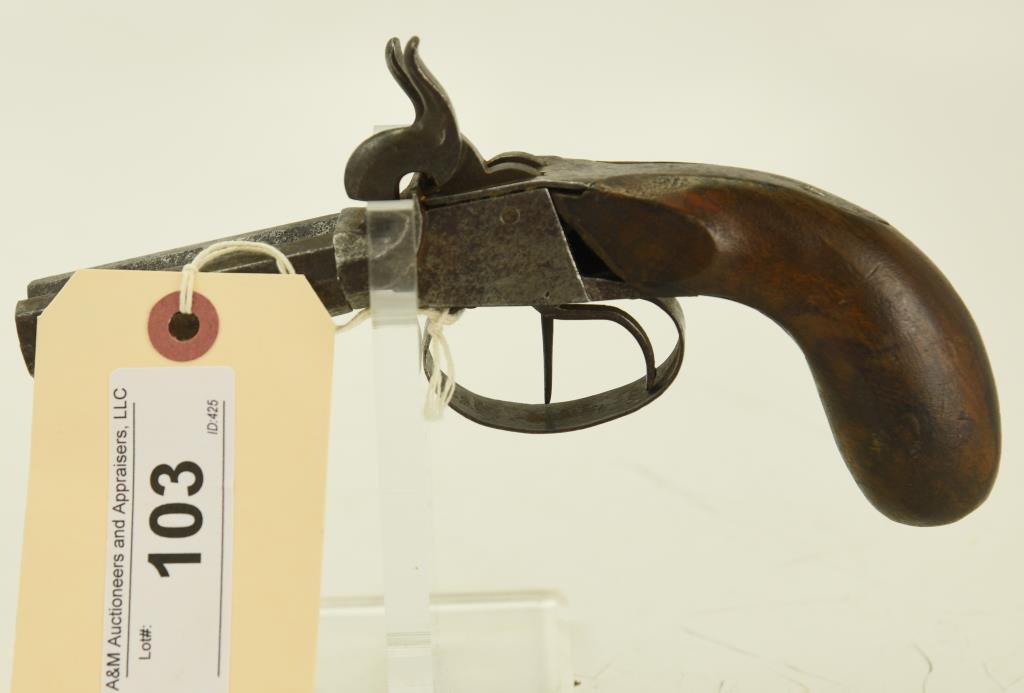 Lot #103 - Ukn. Maker Mdl Screwbarrel SxS Perc. Pistol .40 Perc SN# 40~~ 2.5” BBL, Belgium?,