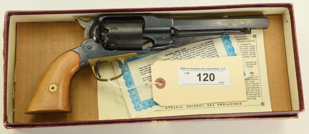 Lot #120 - Navy Arms Mdl New Remington Revolver Repro .36 Perc SN# 1424~~ 6.5” BBL, New in Box,