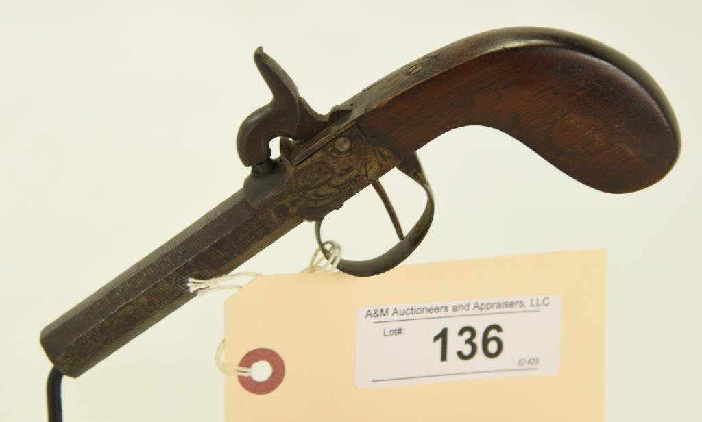 Lot #136 - Unknown Maker Mdl Boot Jack Perc. Pistol .44 Cal SN# NSN~~ 3.5" Octagonal BBL.