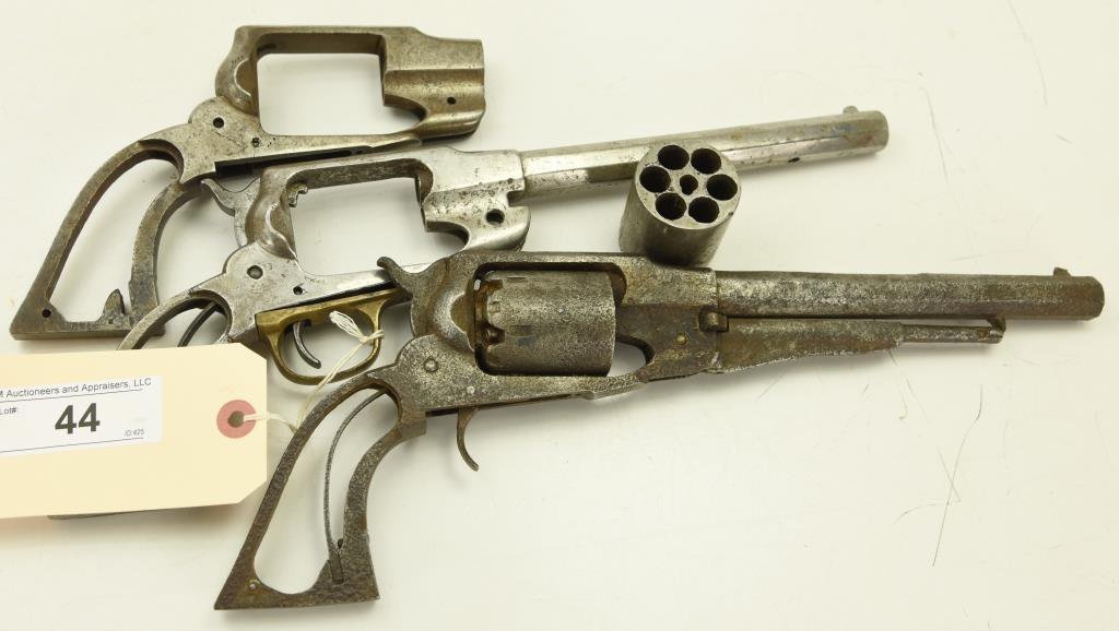 Lot #44 - Unk. Maker Mdl 3 Blackpowder Handgun Frames, 2 with Barrels and one