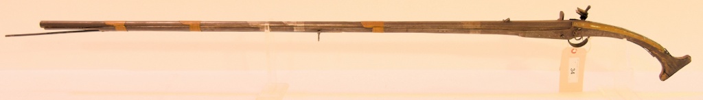 Lot #34 - Unknown Maker Mdl Flintlock Camel Gun Turkish/Syrian Origin Possibly .65 Cal +/-