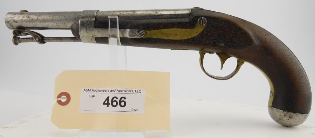 Lot #466 - A.H. Waters Flat Lock Percussion Pistol