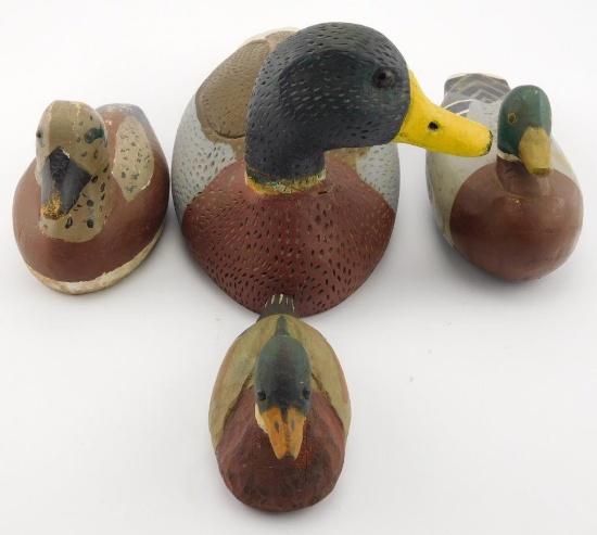 Lot #11 - Half size Mallard drake by H.A. Fisher, (2) miniature Mallard drakes, (1)  miniature