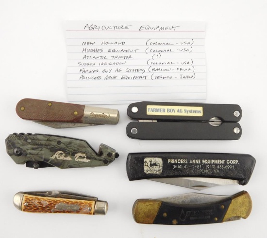 Lot #19 - (6) Agricultural Equipment Advertising Pen Knives to include: New Holland, Hughes