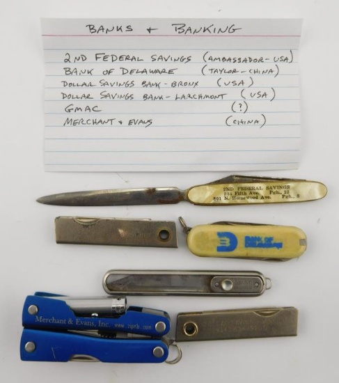 Lot #20 - (6) Banks & Banking Advertising Pen Knives to include: 2nd Federal Savings, Bank  of