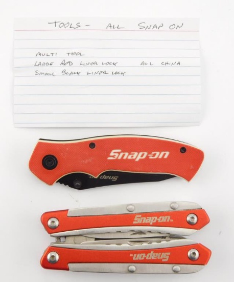 Lot #25 - (3) Tools (All Snap On) Advertising Pen Knives to include: Multi-tool, Large Red  Liner