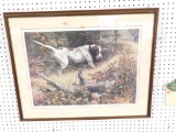 Lot #315 - “Down Wind” framed bird dog print