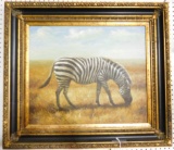 Lot #210A - Framed Oil on Canvas of Zebra in