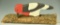 Lot 3432 - Primitive redheaded woodpecker door knocker on log base 10”