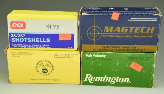 Lot 3316 - (4) Boxes of .357 Magnum ammo to include: CCI #9 shot, Remington 158 grain,  UMC 158