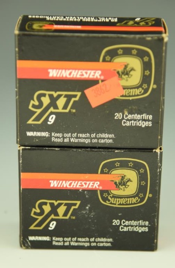 Lot 3320 - (2) boxes of Winchester 9mm Luger 147 grain SXT (40rds)